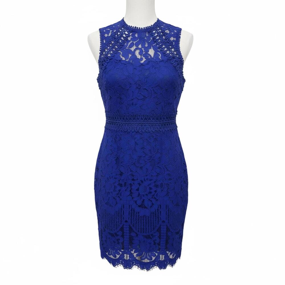 NWT Main Strip Royal Blue Lace Crochet Bodycon Dress Women’s Medium